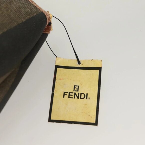 FENDI Pecan Canvas Pouch Black Brown gold Auth - Picture 8 of 15